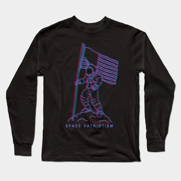 Patriotic Spaceman Long Sleeve T-Shirt by Topotopo